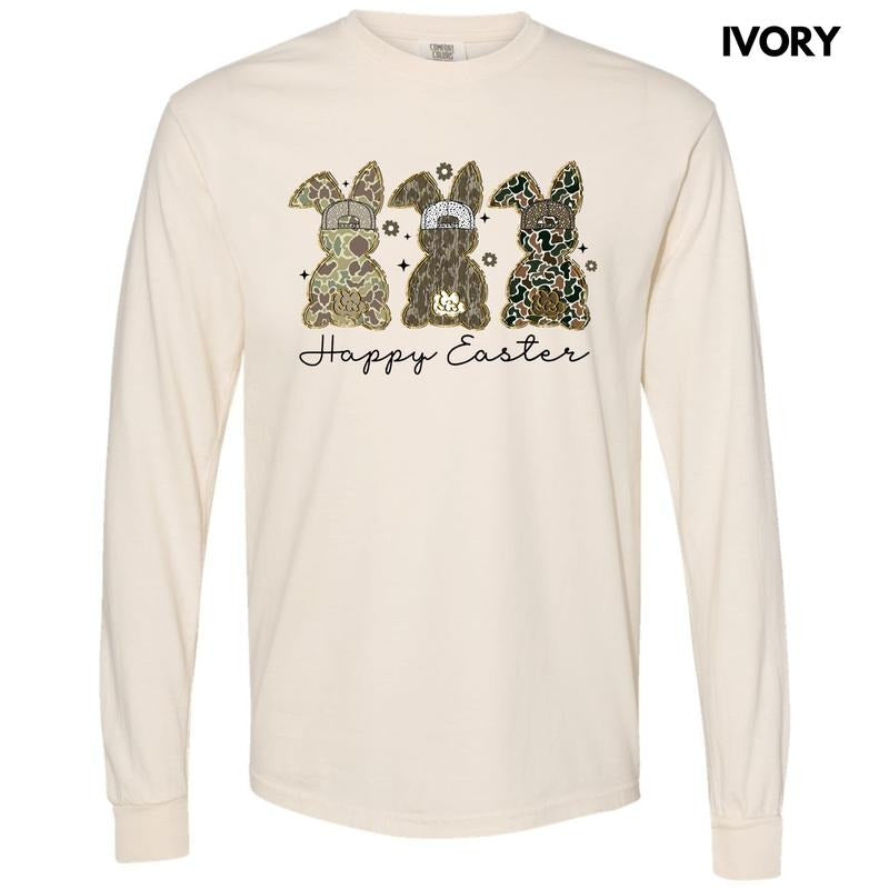 Happy Camo Easter Long Sleeve Comfort Colors T-Shirt 'NLB' Hoodie, Sweatshirt | PureTeeCo.com