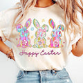 Happy Easter Coquette T-shirt, Retro Bunny, Brushstroke, Easter Girl Hoodie, Sweatshirt | PureTeeCo.com