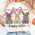 Happy Easter Coquette T-shirt, Retro Bunny, Easter Coquette, Brushstroke Girl Hoodie, Sweatshirt | PureTeeCo.com