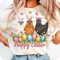 Happy Easter Day Chicken T-Shirt, Chicken Easter T-Shirt, Retro Easter T-Shirt, Spring Flowers T-Shirt, Chicken T-Shirt...