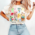 Happy Easter T-shirt, Retro Bunny, Coquette Floral, Spring Brushstroke Hoodie, Sweatshirt | PureTeeCo.com