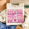 Happy Easter , Pink Floral Chinoiserie Easter Coquette , Grand Millennial Easter , Pink Toile Easter Bunny Bow, Easter...
