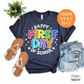 Happy First Day of School Teacher Shirt, Back to School Shirt for Teachers, Teacher Shirt Back to School Shirt Teacher...