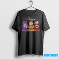 Happy Hallothanksmas Halloween Thanksgiving Christmas Coffee Tshirts Sweater