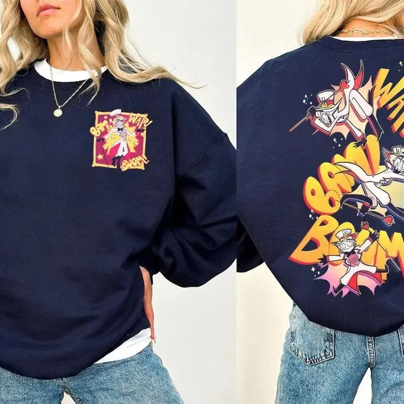 Hazbin Hotel 2Sided Tshirt, Lucifer Wap Bam Boom Sweatshirt, Lucifer Hazbin Hotel Womenswear Shirt, Helluva Boss Tee,...