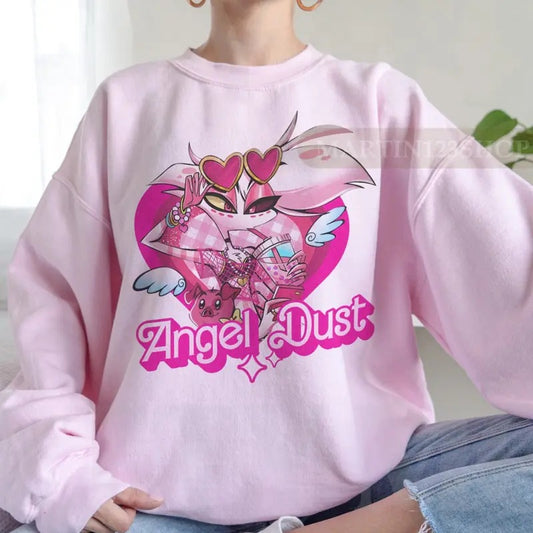 Hazbin Hotel Angel Dust And Fat Nugget Lover Tshirt, Hazbin Hotel Characters Sweatshirts, Helluva Boss Sweaters
