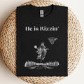 He Is Rizzin' Easter Basketball Tee, Funny Jesus Hoops Shirt, Hilarious Holiday Apparel Hoodie, Sweatshirt | PureTeeCo.com