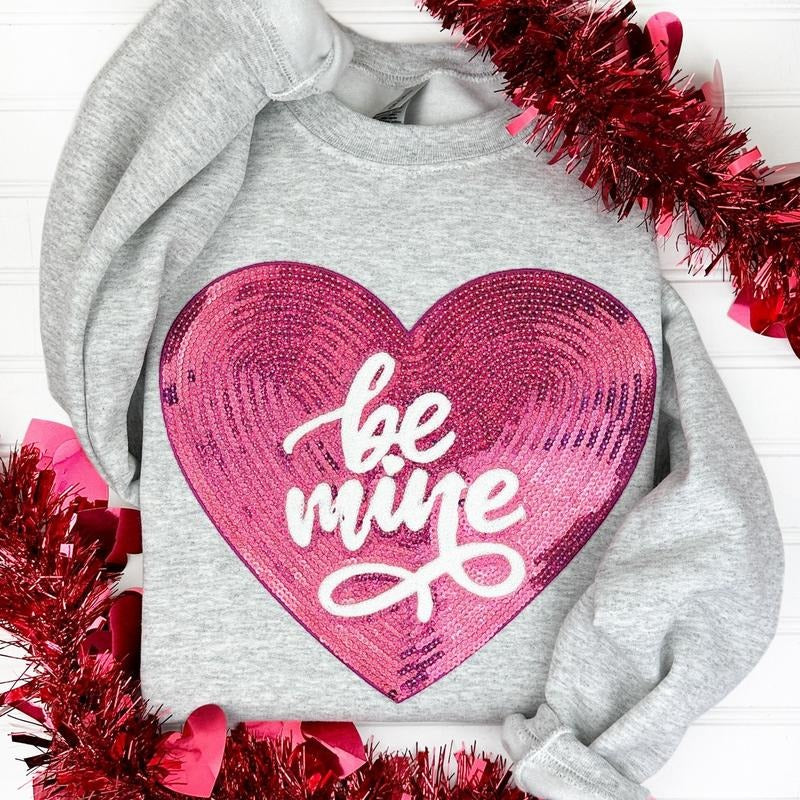 Heart Be Mine Patch Gildan Sweatshirt -- ASH GREY T-Shirts, Hoodie | PureTeeCo.com