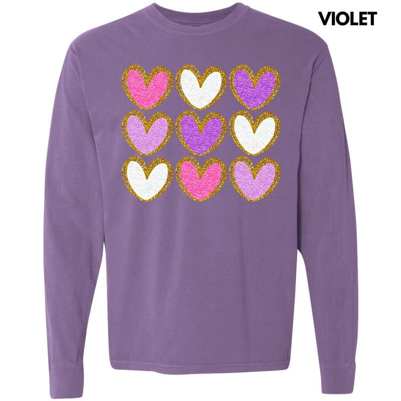 Heart Faux Glitter Collage Long Sleeve Comfort Colors T-Shirt 'NLB' Hoodie, Sweatshirt | PureTeeCo.com