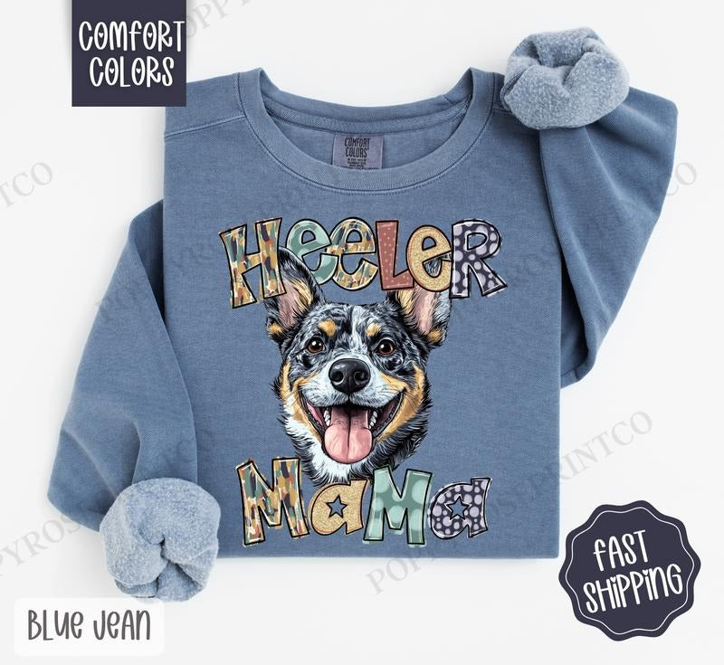 Heeler Mama Comfort Colors Sweatshirt, Dog Mama Women's Crewneck, Cute Dog Mom Women's Sweater T-Shirts, Hoodie