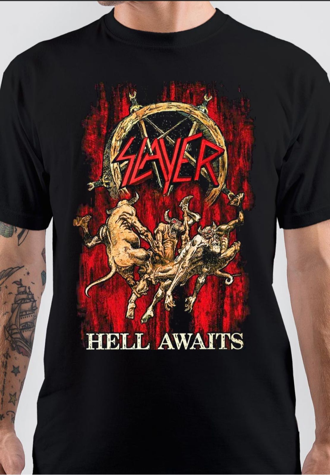 Hell Awaits Black T-Shirt Hoodie, Sweatshirt | PureTeeCo.com