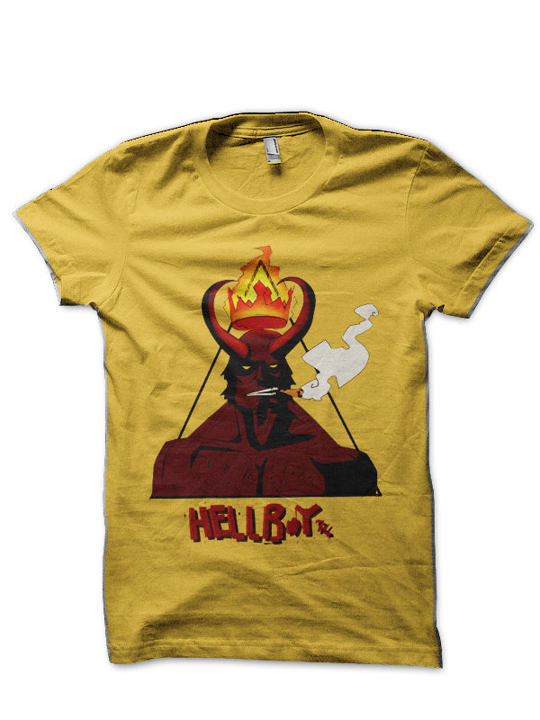 Hell Boy Yellow Half Sleeve T-Shirt Hoodie, Sweatshirt | PureTeeCo.com
