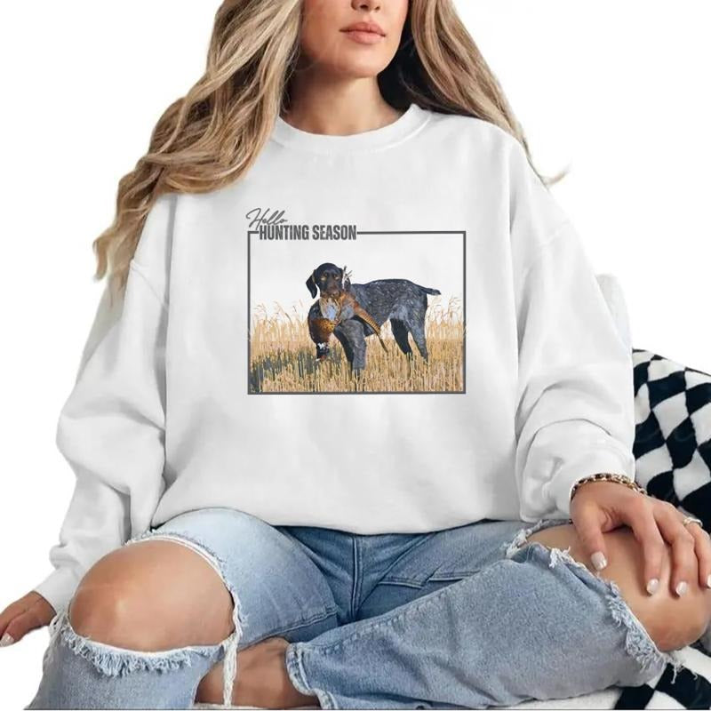 Hello Hunting Season Dog Turkey Mallard Duck Sweatshirt T-shirt, Hoodie, Unisex Nature Animal Lover, Dog Turkey Duck Deer...