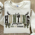 Hello Hunting Season Goodbye Husband Tshirt Sweatshirt Hoodie, Camo Coquette Bow Sweatshirt, Hunting Sublimation, Camo...