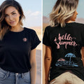 Hello Summer Beach Vibes Shirt | Beach Lover Tee with Words on Back | VSCO Girl Aesthetic Beach Shirt Hoodie, Sweatshirt