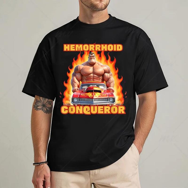 Hemorrhoid Conqueror Funny Meme T-Shirt Unisex Graphic Tees Y2k Style Clothes Streetwear Hoodie, Sweatshirt | PureTeeCo.com