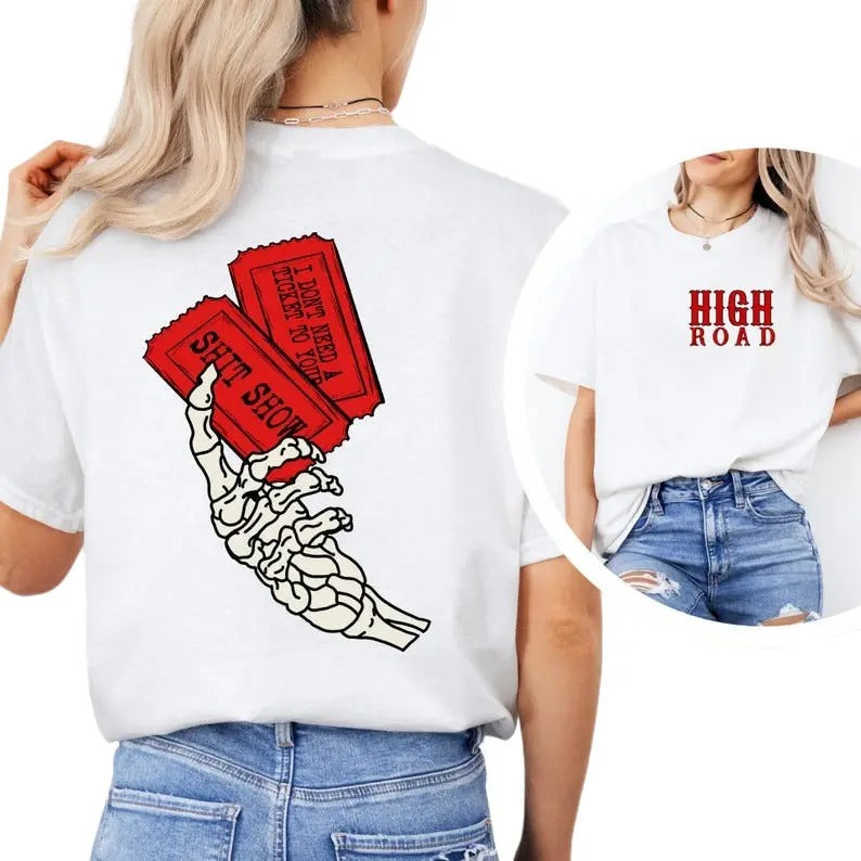High Road Graphic Shirt, High T-shirt, Cow Print Shirt, Meme Shirt, Yellowbush Road Shirt Hoodie, Sweatshirt | PureTeeCo.com