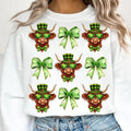Highland Cow St Patricks Coquette Sweatshirt, Retro St Patricks Shirt, Shamrock Shirt, Lucky Sweatshirt Hoodie