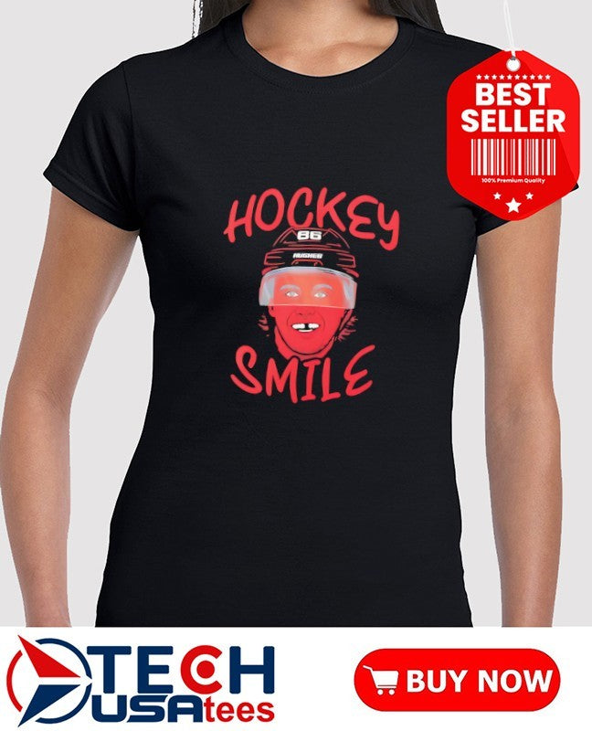 Hockey smile Jack Hughes Team USA shirt