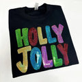 Holly Jolly Sequin Patch Gildan Sweatshirt -- BLACK T-Shirts, Hoodie | PureTeeCo.com