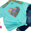 Holographic Heart Sequin Patch Comfort Colors T-Shirt Hoodie, Sweatshirt | PureTeeCo.com