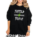 TATTED & TOXIC Black Sweatshirt/Hoodie | Grunge Inspired Goth Streetwear | Edgy Alternative Fashion | Bold Checkered...