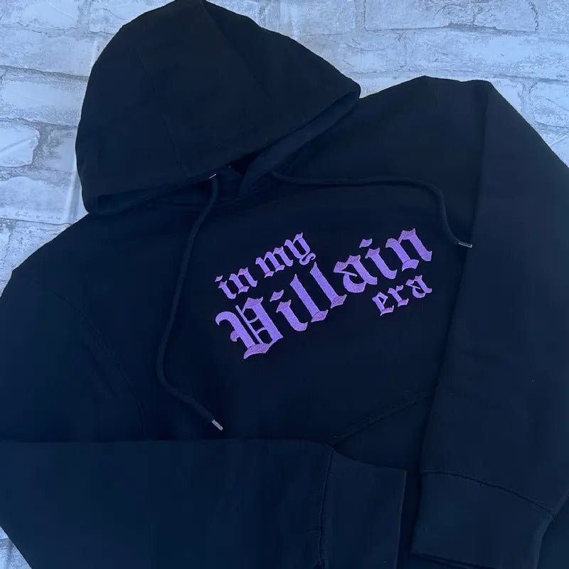 Hoodie - Purple Embroidery In My Villain Era T-Shirts, Sweatshirt | PureTeeCo.com