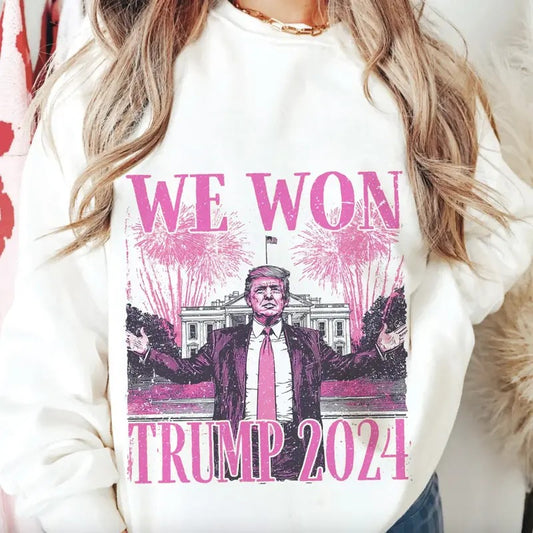 We Won Trump 47th 2024 Tshirt/Sweatshirt/Hoodie, Retro Santa Crewneck, Gift For MyFriends, Cotton, Menswear Top