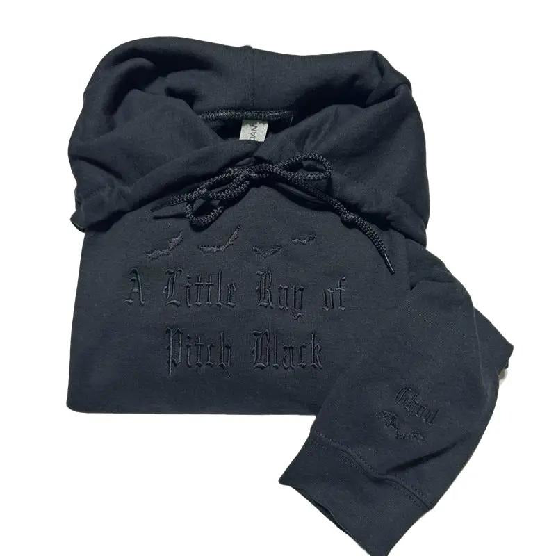 Hoodies & Sweatshirts Tops Womenswear - A Little Ray of Pitch Black Design on Black Hoodie T-Shirts | PureTeeCo.com
