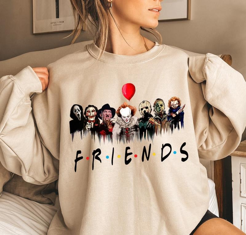 Horror Characters Friends Sweatshirt, Halloween Horror Characters Shirt, Friends Halloween Shirt, Horror Movie Characters...