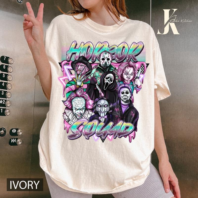 Horror Characters Movies Shirt, Vintage 90s Halloween Movies ,Horror Movie Shirts, Retro Halloween Horror Friends Shirt,...