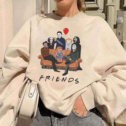Horror Characters Sweatshirt Halloween Character Friends Sweatshirt Witch Friends