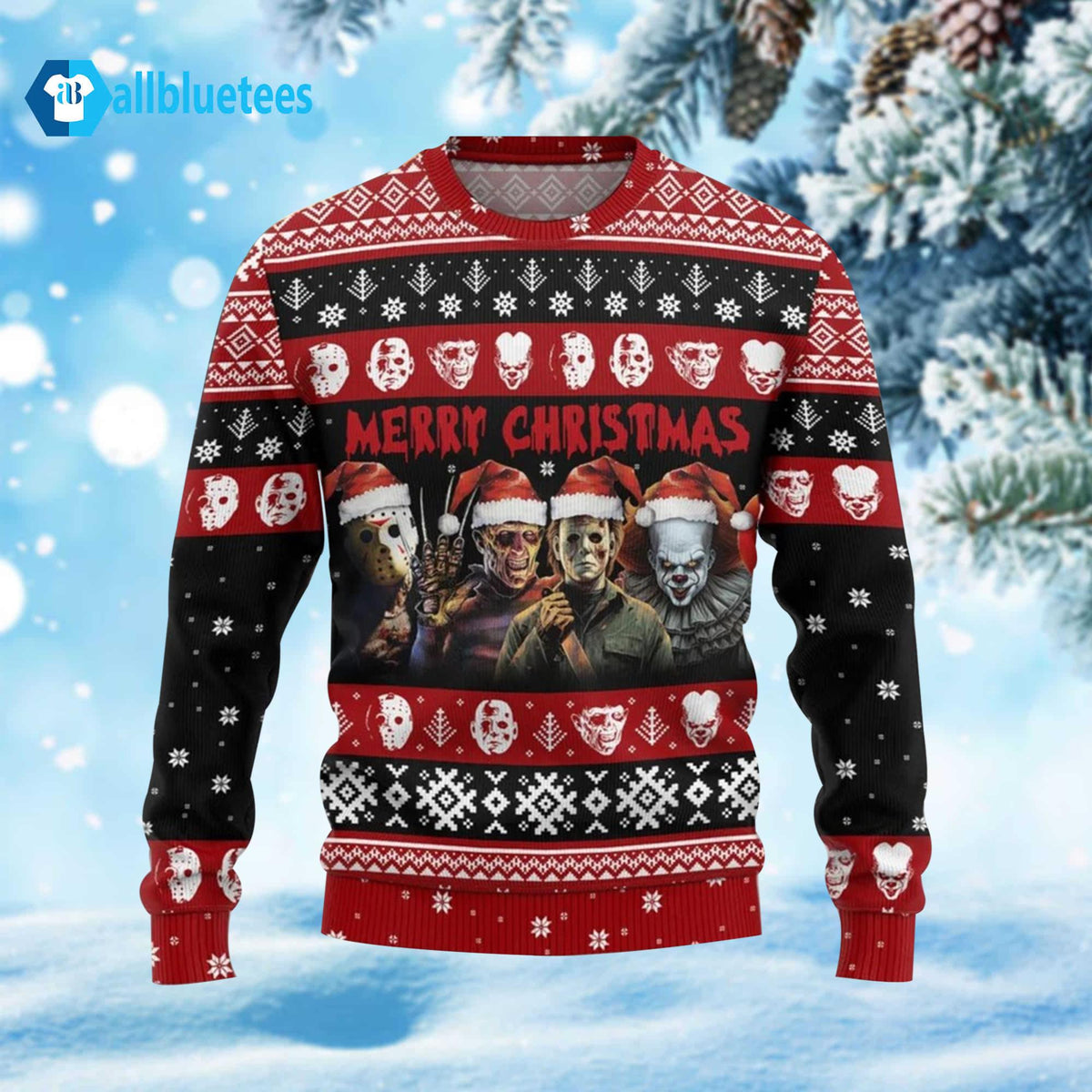Horror Characters Ugly Christmas Sweater