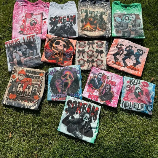 Horror T-Shirt  - Unisex Gildan - Bleached Tees Sublimation Comfort Fashion Halloween Graphics Menswear Soft