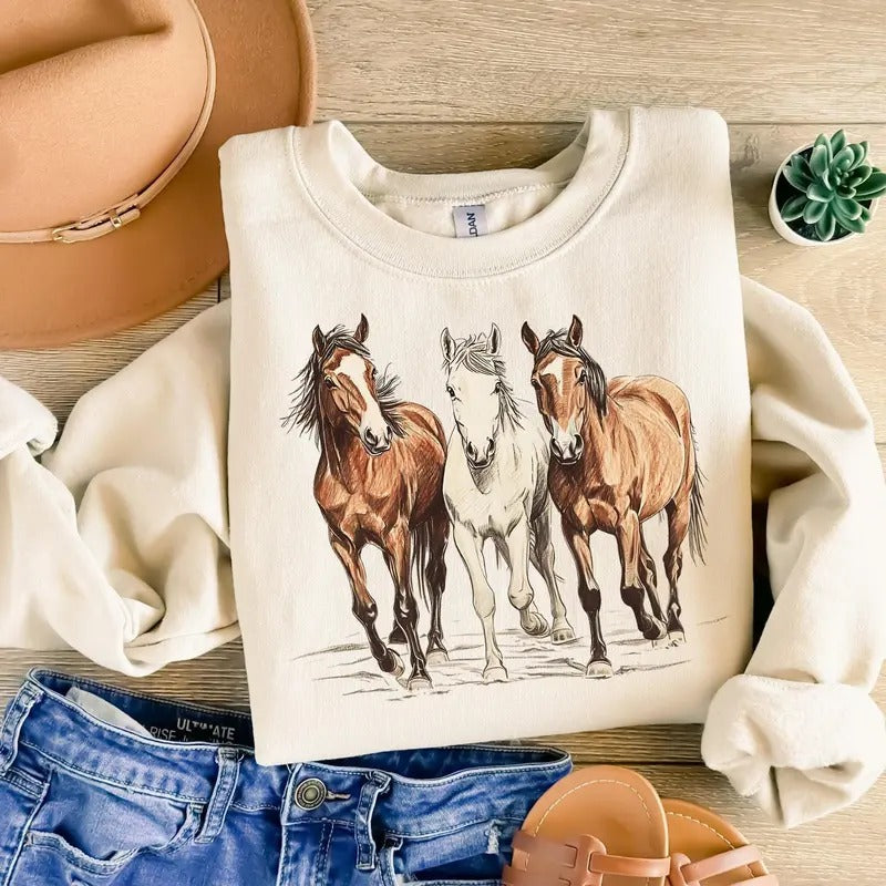 Horse Western Desert Sweatshirt Cowgirl Shirt Horse Rider Shirt Horse Lover Shirt Western Graphic Shirt Country Shirt...
