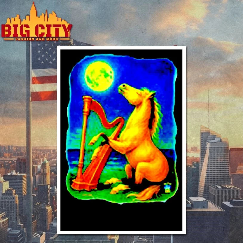 Horse lovers hoodie music fantasy art with harp shirt