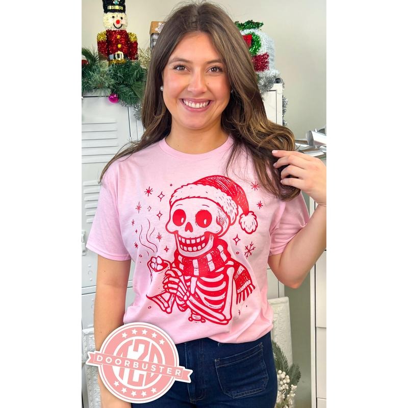 Hot Cocoa Christmas Skeleton Graphic T-Shirt Hoodie, Sweatshirt | PureTeeCo.com