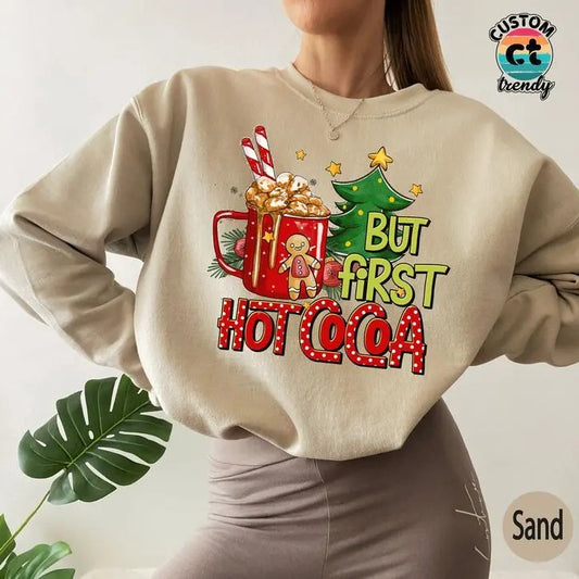 Hot Cocoa Sweatshirt, Merry Christmas Sweatshirt, Gingerbread Man Sweatshirt, New Year Sweatshirt, Xmas ,  Christmas Gifts, U5670