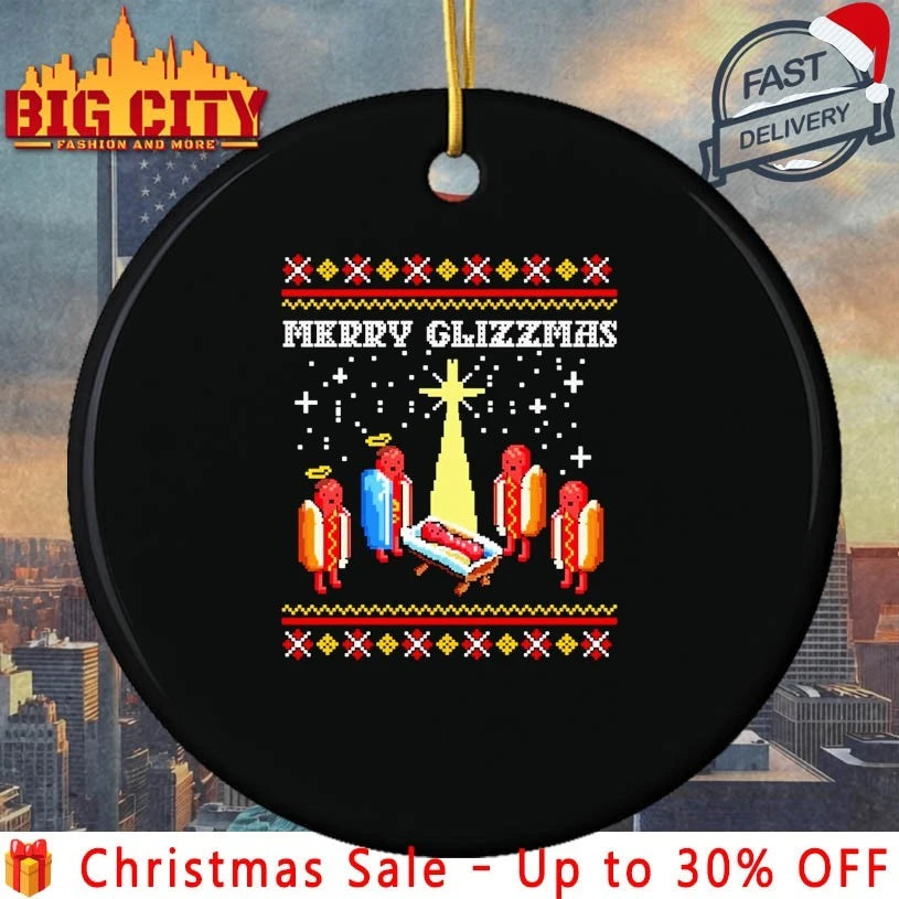 Hot Dog Holiday Jumper Merry Glizzmas ugly christmas shirt