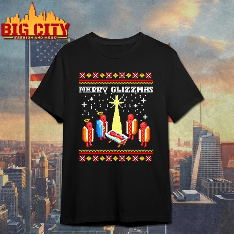 Hot Dog Holiday Jumper Merry Glizzmas ugly christmas shirt