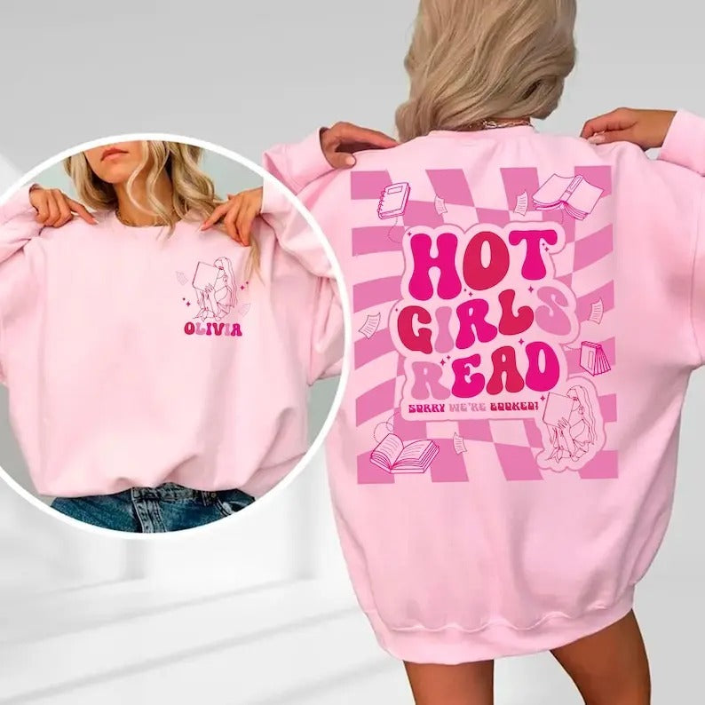 Hot Girls Read Shirt, Book Lover Sweatshirt, Bookish Sweater, Reading Lover Crewneck, Bookish T-shirt, Book Lover Gift,...