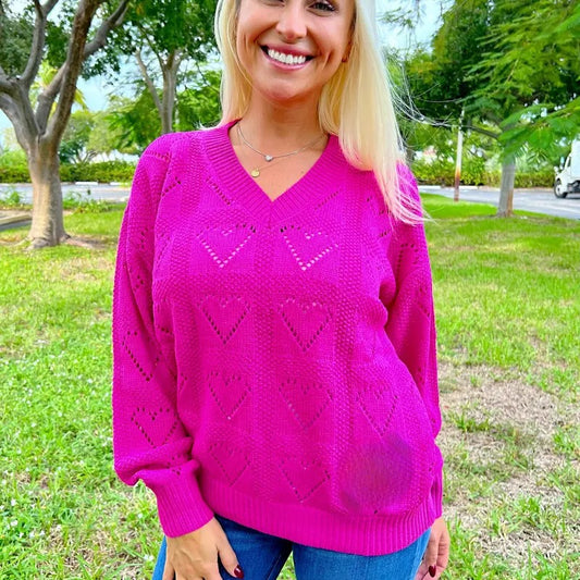 Hot Pink Heart Sweater