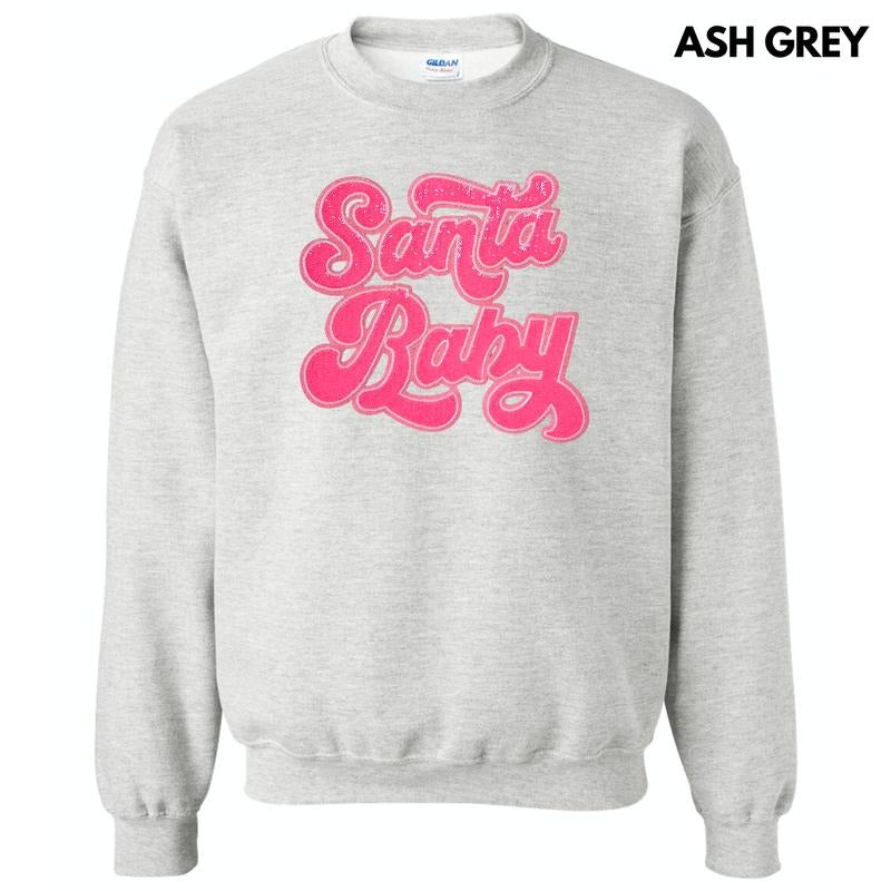 Hot Pink Santa Baby Sequin Patch Sweatshirt T-Shirts, Hoodie | PureTeeCo.com