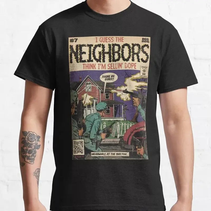 Hot Sale! J. Cole - Neighbors Comic Parody Classic Retro Vintage T-Shirt S-4XL Hoodie, Sweatshirt | PureTeeCo.com