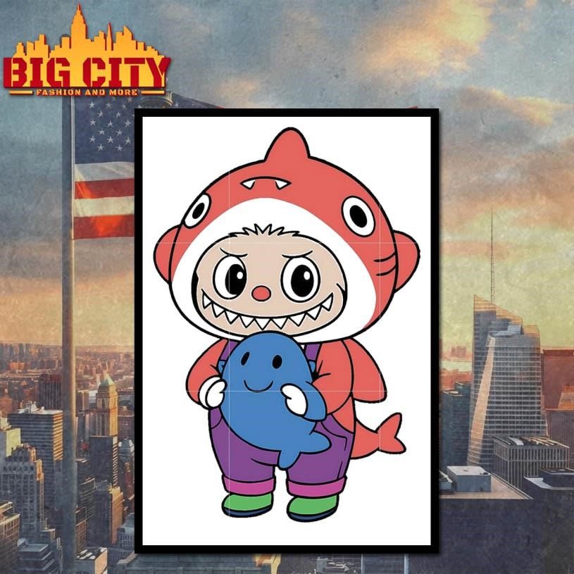 Hot orange baby shark labubu cute doll drawing Shirt