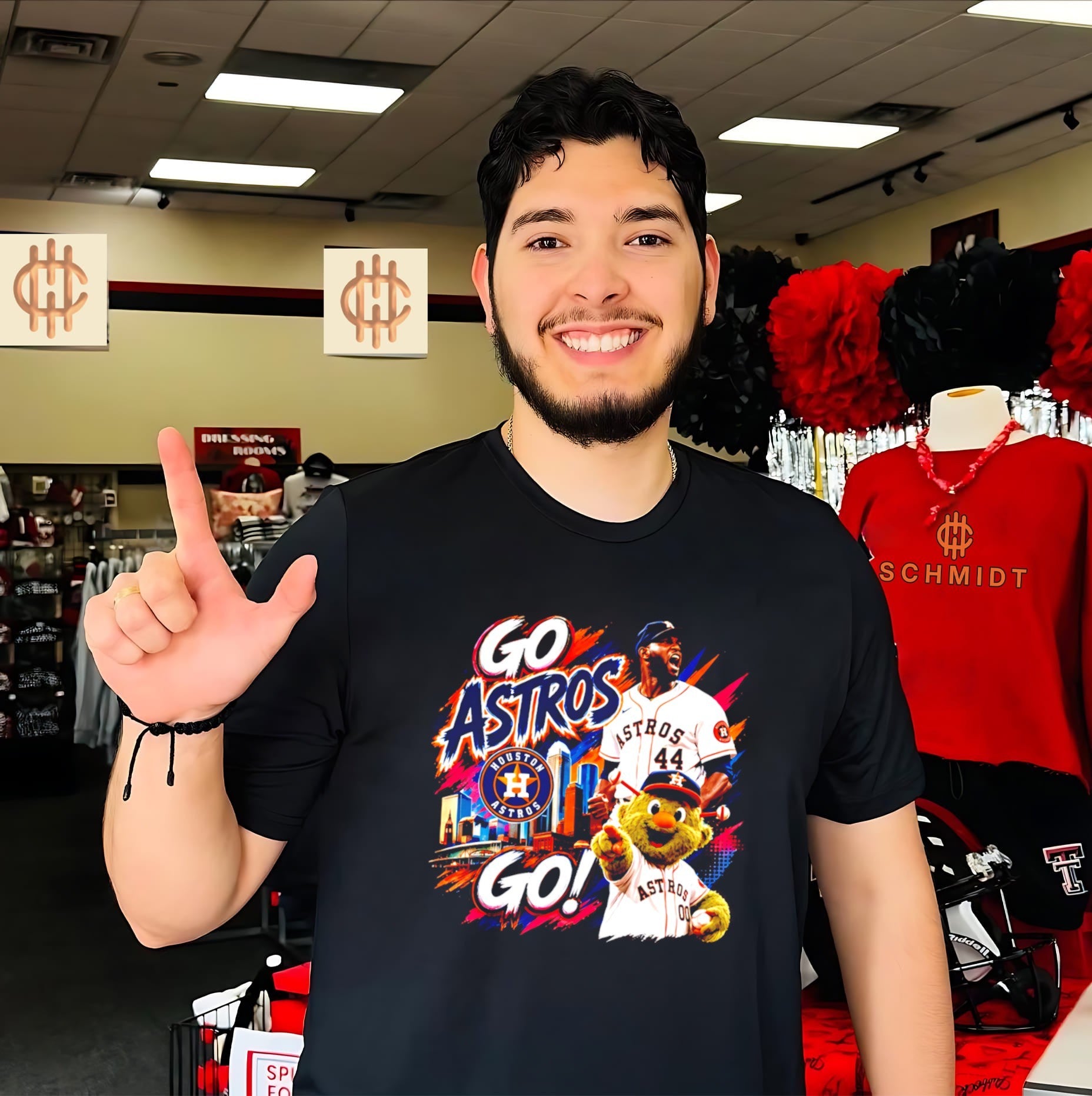 Houston Astros Go Astros mascot graphic shirt