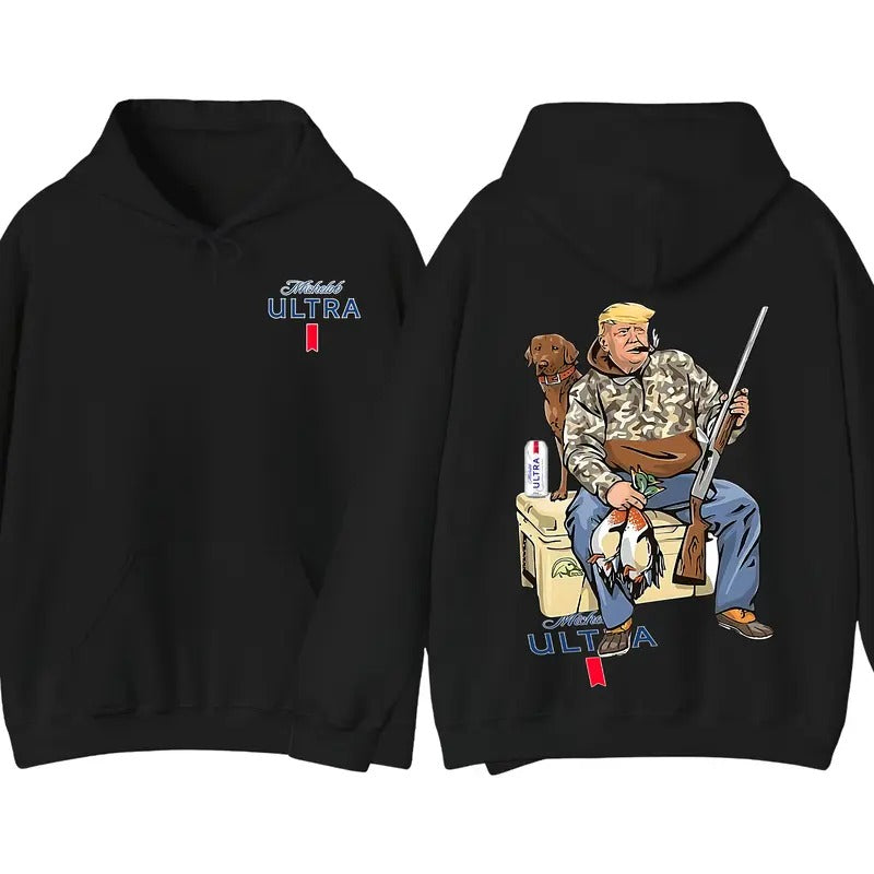 Hunter Trump With Michelob Ultra Beer 2 Siders Hoodie, Trump and Your Hunt Dog, Hunting Season, Gift for Men, for Women...