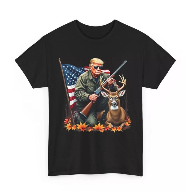 Hunting Deer Season Vintage Trump USA Flag Camouflage T-Shirt, Vintage tee, Unisex Graphic Shirt Gift For Women, For Men,...