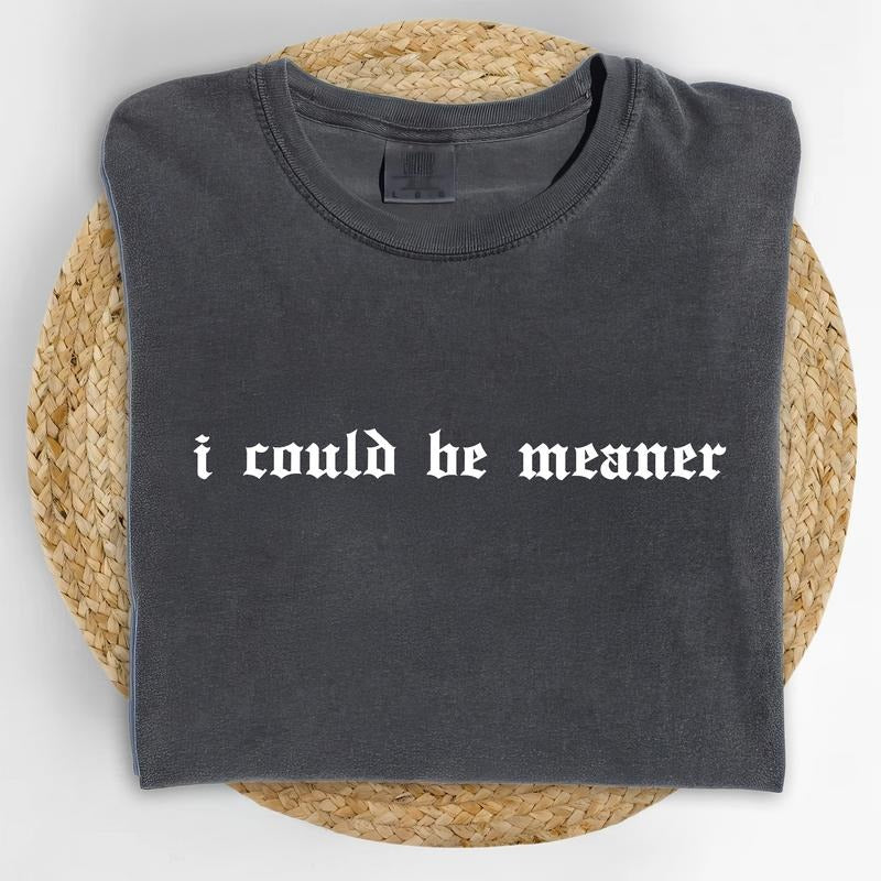 I Could Be Meaner Comfort Colors Shirt, Vintage Funny Humor T-shirt, Sarcastic Graphic Tee, Funny Women Outfits, Sarcasm...
