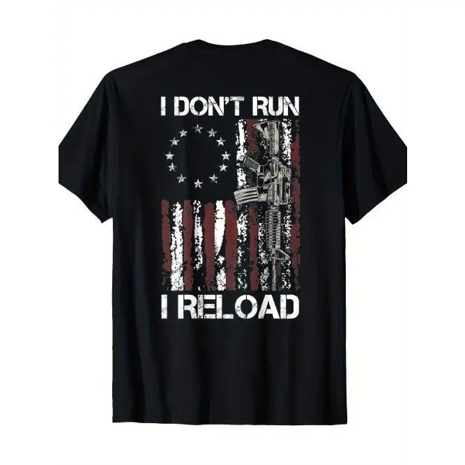 I Don't Run I Reload Gun American Flag Patriots T-Shirt Made in USA Hoodie, Sweatshirt | PureTeeCo.com